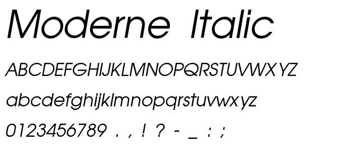 Moderne Italic font
